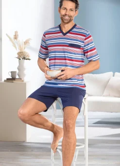 Sale BADER Zweierpack Shortys mit V-Ausschnitt 1X BLAU-BORDEAUX-MARINE, 1X RAUCHBLAU-TÜRKIS-NAVY