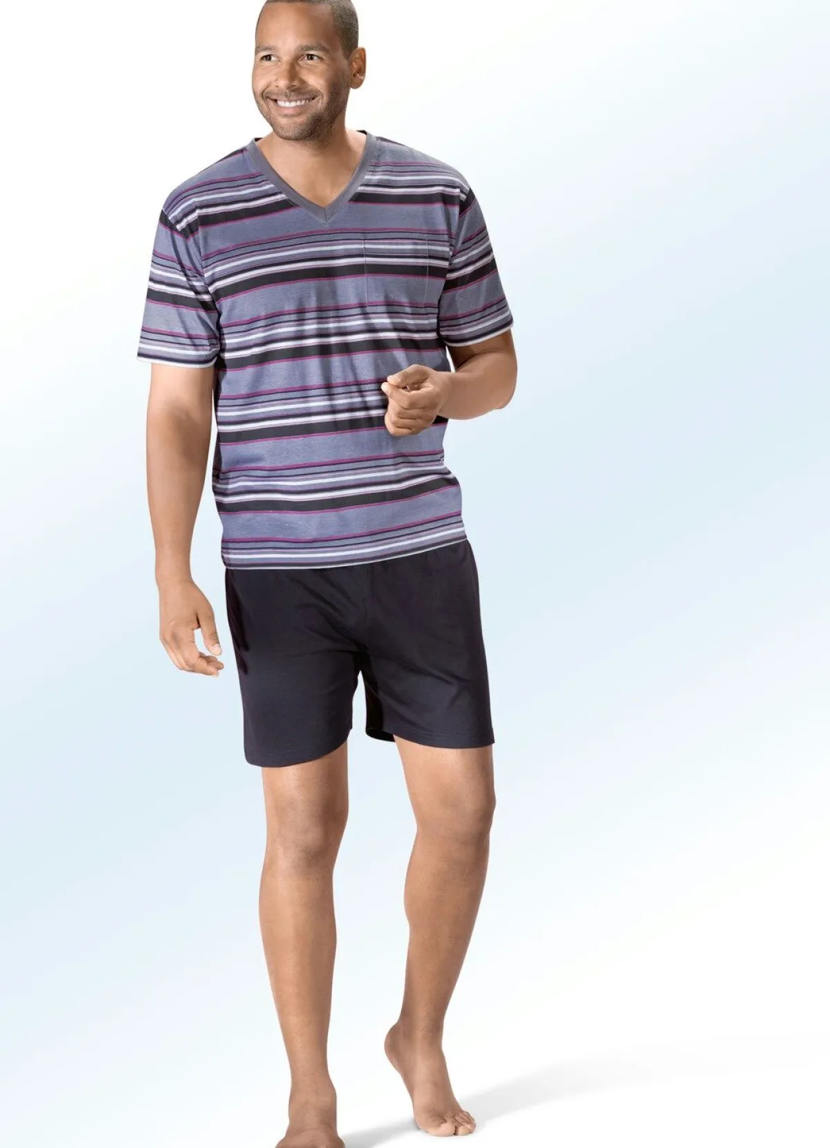 Online BADER Zweierpack Shortys mit V-Ausschnitt und Brusttasche 1X BEERE, 1X GRAU