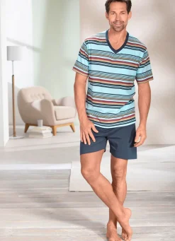 Clearance BADER Zweierpack Shortys mit V-Ausschnitt 1X HELLGRÜN-MARINE-BUNT, 1X HELLBLAU-MARINE-BUNT